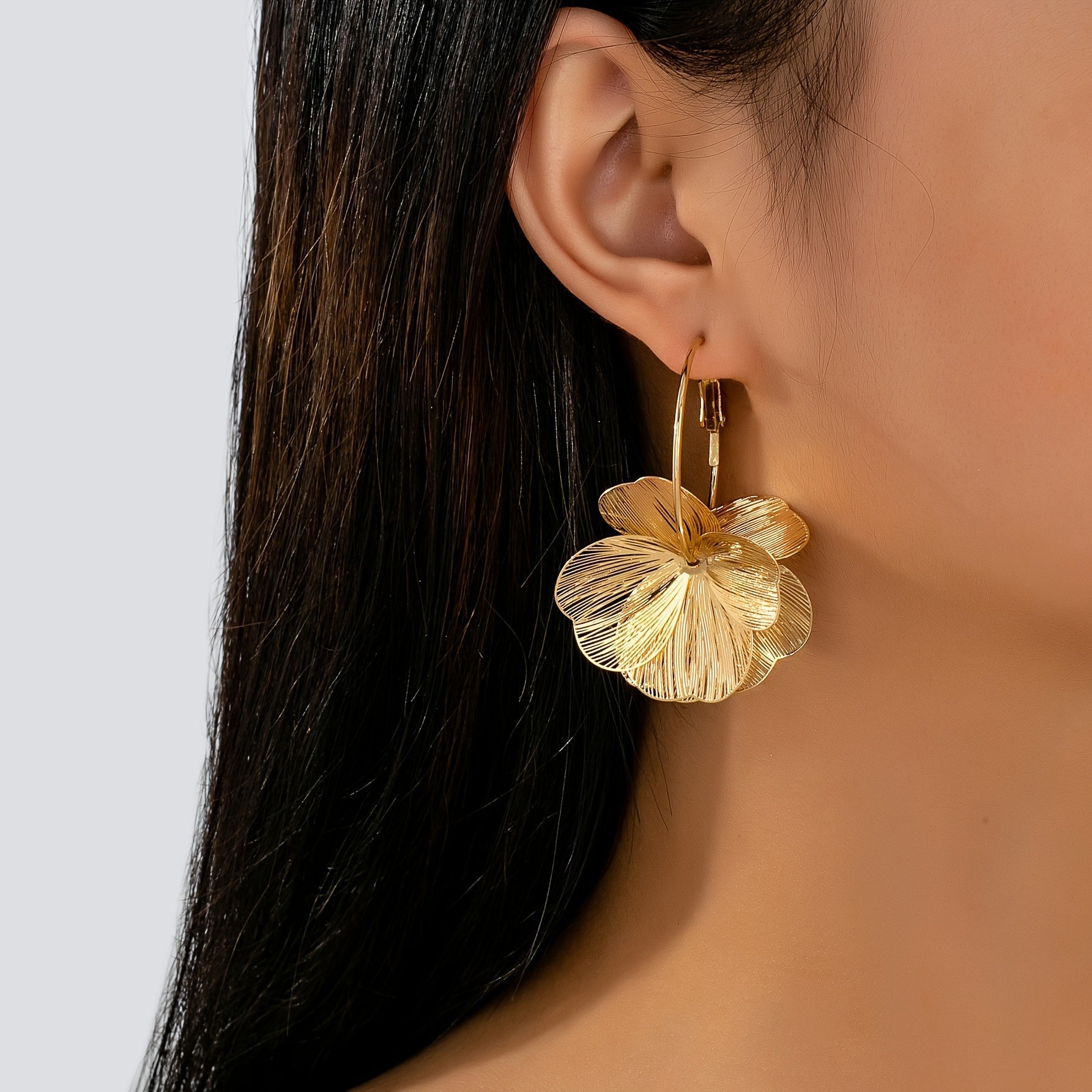 Exaggerated Gold Hollow Earrings