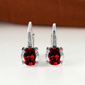 Silver Ruby Round Drop Earrings