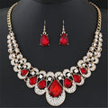 Gold Ruby Teardrop Jewelry Set