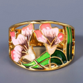 Elegant Floral Gold Enamel Ring