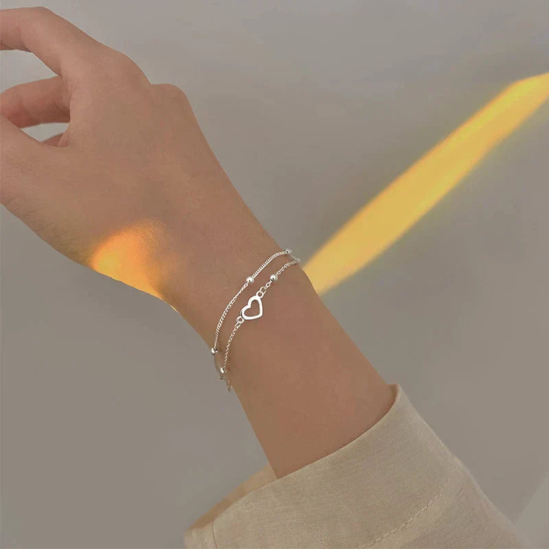 Adjustable Heart Bracelet in Silver