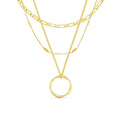 Three Row Open Circle Necklace | Gold