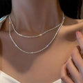 Double-layer necklace with crystals