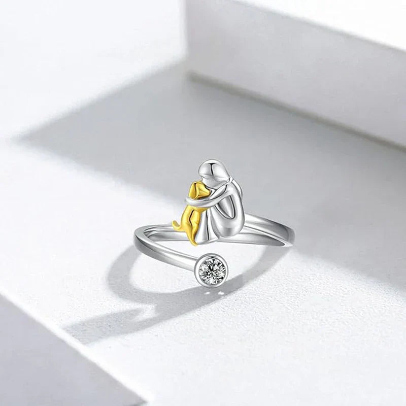 Elegant Dog Embrace Ring