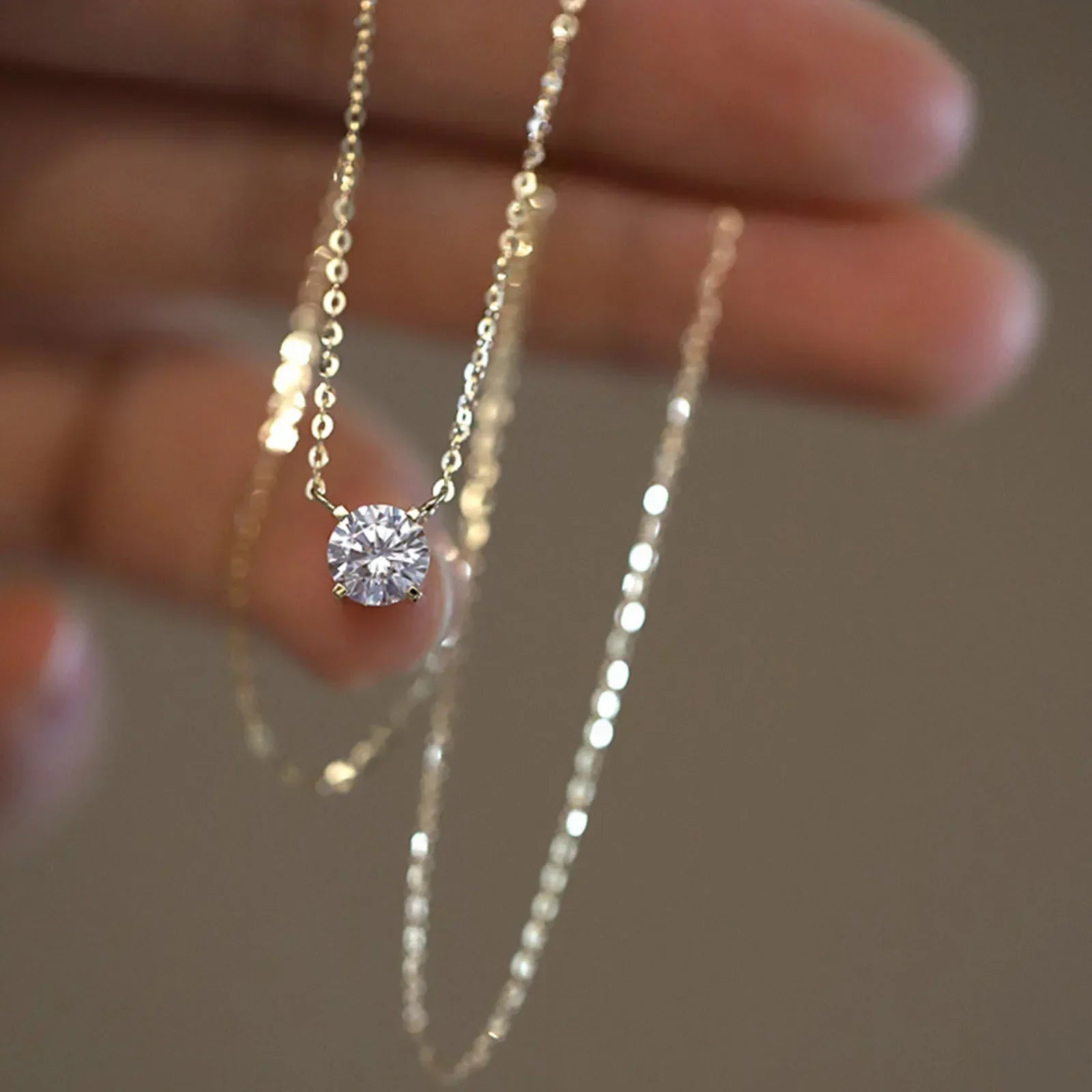 Sterling Silver 18K Gold Plated Zircon Necklace