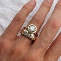 Set of Forged Crystal Gold Rings in Vintage Look
