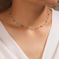 Gold-Plated Necklace with Colorful Pebble Accents
