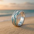 Turquoise Silver-Plated Wave Ring