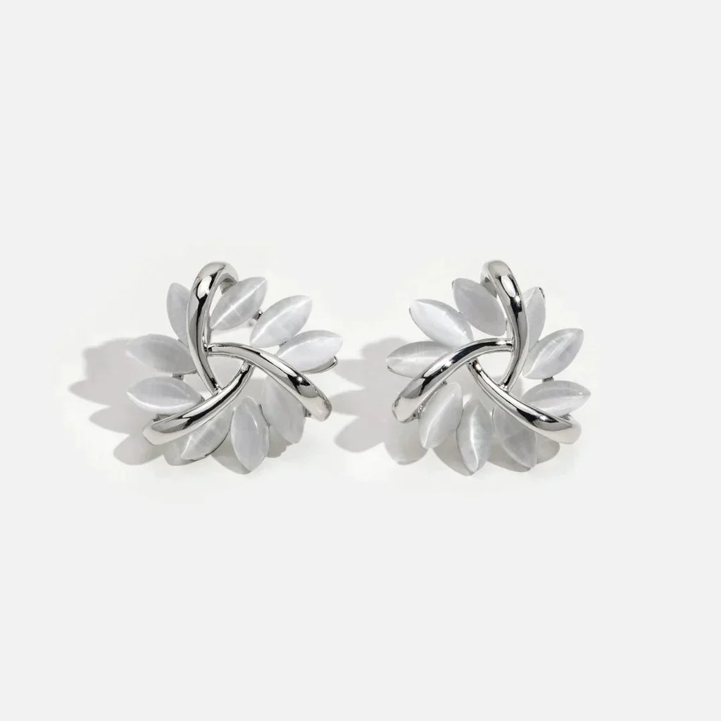 Circle earrings with gold opal petals